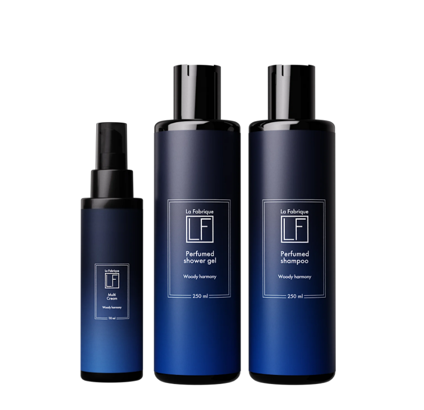 LA FABRIQUE Подарочный набор для мужчин гель для душа с ароматами белого кедра, жасмина и цитрусовых” гель для душа, шампунь, крем для лица