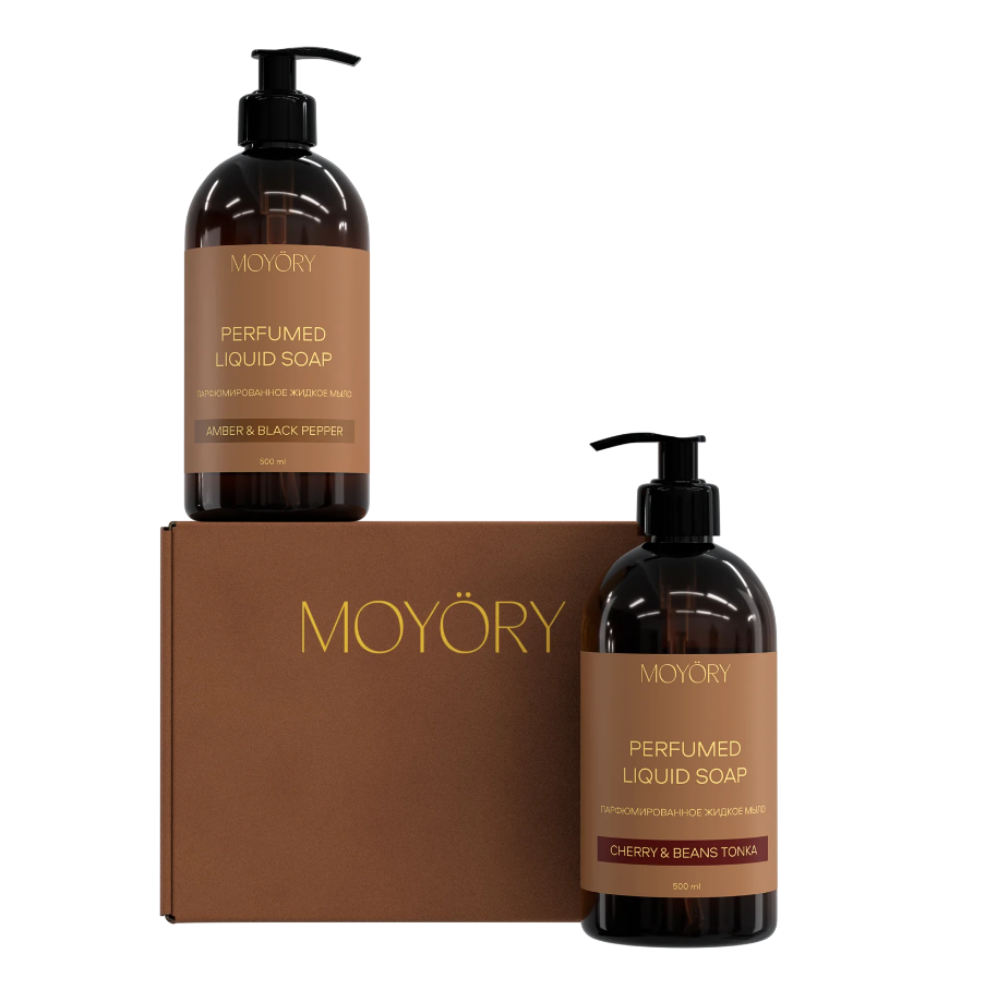 MOYORY Набор парфюмированное мыло с ароматом Amber&Black Pepper,Cherry&Beans Tonka 500 мл