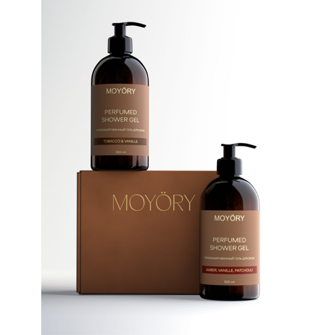 MOYORY Набор парфюмированных гелей для душа с ароматом Tobacco&Vanille и Amber,Vanille,Patchouli 500 мл