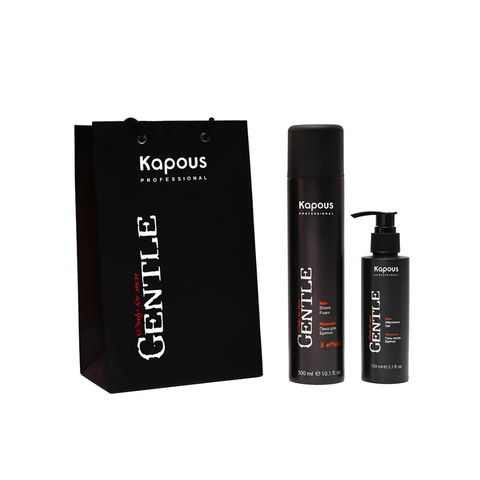KAPOUS Мужской набор для комфортного бритья: пена для бритья 300 мл +гель после бритья с охлаждающим эффектом 150 мл в подарочном пакете
