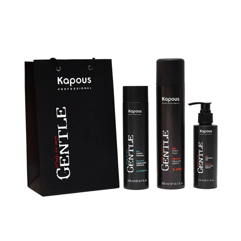 KAPOUS Мужской набор: пена для бритья 300 мл+гель после бритья с охлаждающим эффектом 150 мл - мужской карбоновый шампунь 250 мл