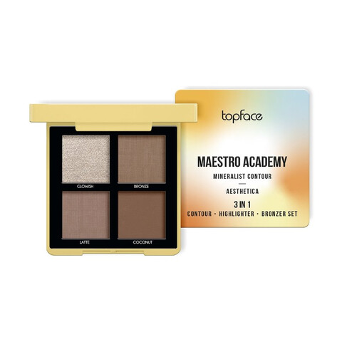 TOPFACE Maestro Academy Палитра 3в1 контуринг-хайлайтер-бронзатор т.001
