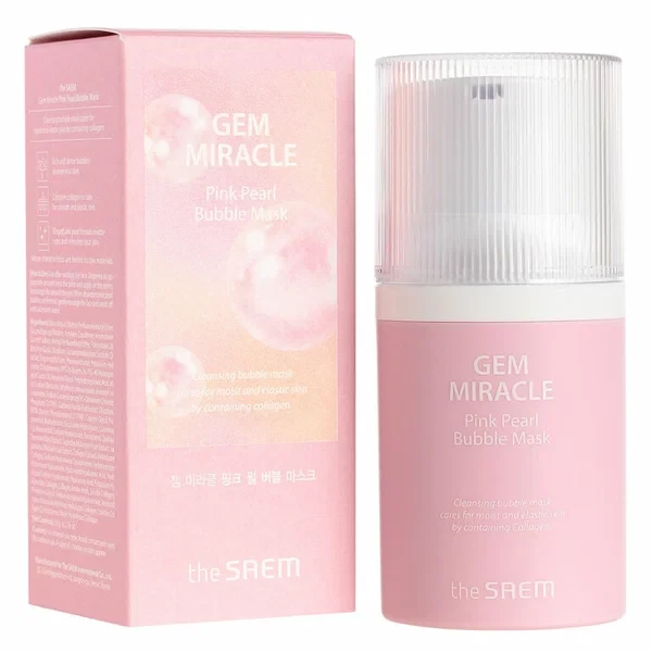 Кликните для увеличения изображения THE SAEM Gem Miracle Маска для лица пузырьковая очищающая Pink Pearl Bubble Mask 50 гр